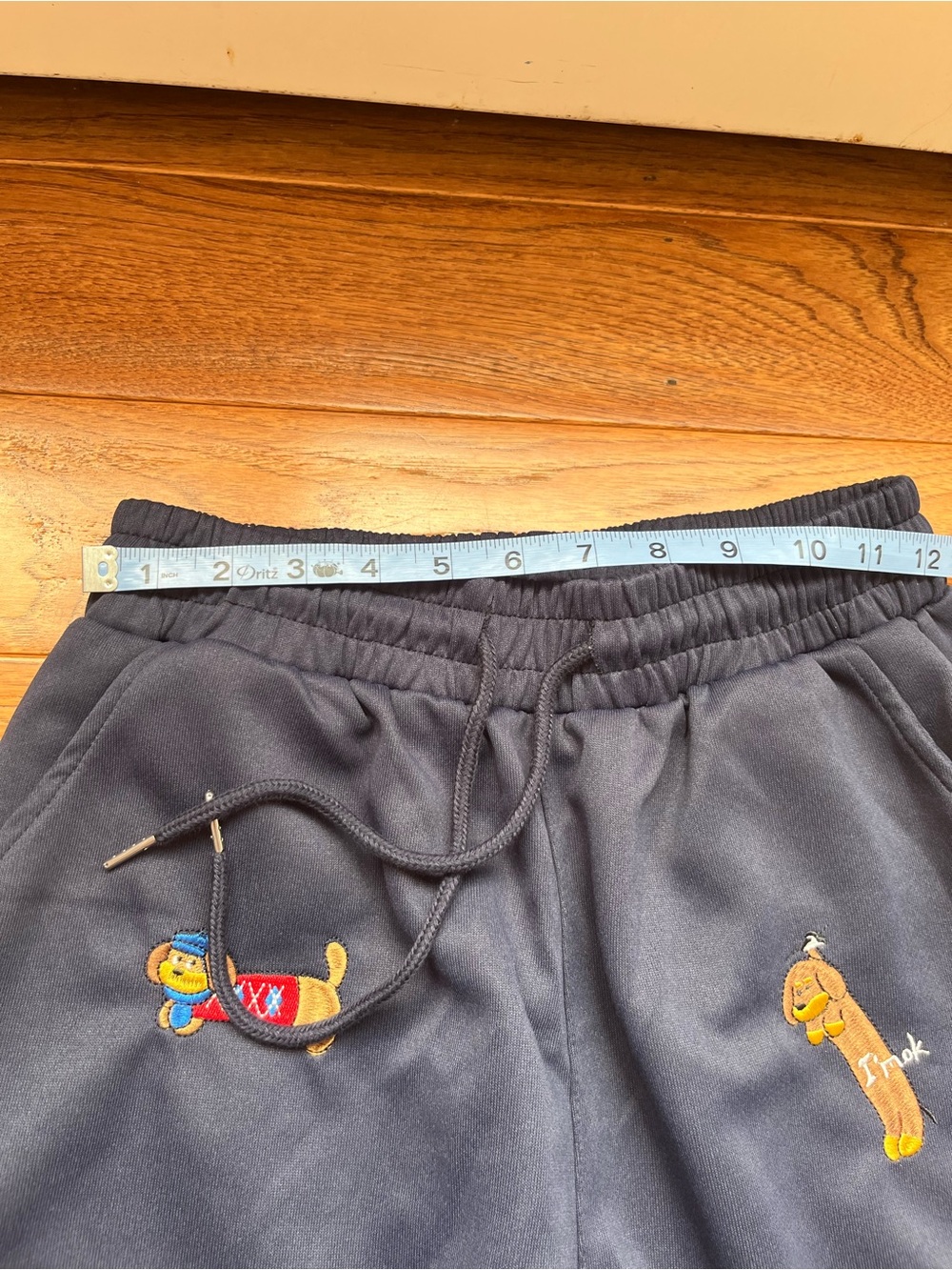 Amalfi Embroidered Puppy Barrel Pants Navy Size Small - Picture 2 of 4